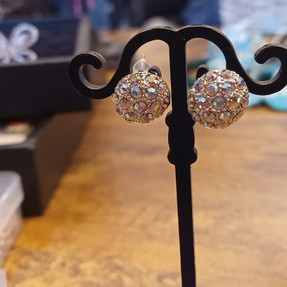 Pave Crystal Statement Post Earrings - image 1